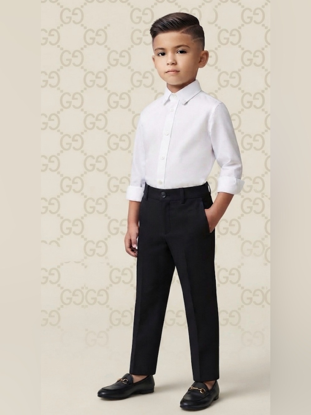 New Authentic Gucci luxury designer boys black dress pants sz 6